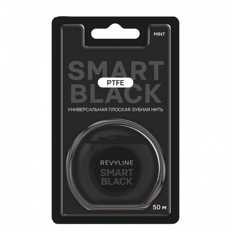 Зубная нить вощеная Revyline PTFE Smart Black, мятная, 50 м